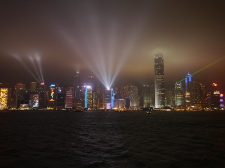 The view from across Hong Kong harbour.